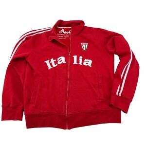 Machine Clothing Company Italia Track Jacket‎ Mens Large Red Full Zip Sweatshirt
